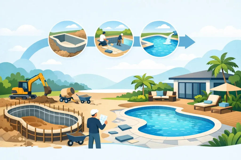 Read more about the article Pool Construction Timeline: 6 Weeks to Your Oasis